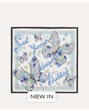 Liberty Set Your Heart A Flutter Silk Scarf 45 - Blue