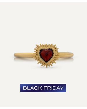 Rachel Jackson 22Ct-Plated Electric Love Mini Garnet Heart Ring - White