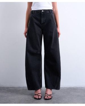 TOPSHOP Horseshoe High-Rise Barrel Jeans - Blue