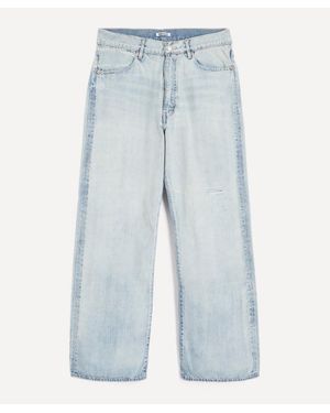 AURALEE Faded Selvedge Light Denim Wide Jeans - Blue