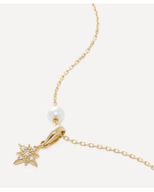 Mizuki 14Ct Pearl And Small Diamond Star Pendant Necklace - Natural