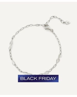 Dinny Hall Sterling Folded Heart Dainty Chain Bracelet - Blue