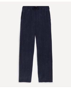 Dries Van Noten Brushed Satin Drawstring Trousers - Blue