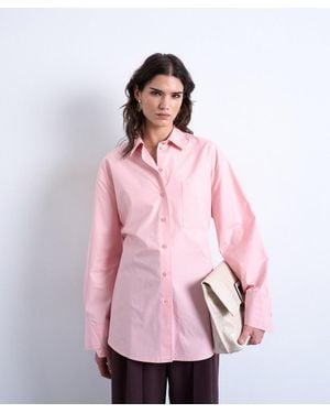 TOPSHOP Darted Cuff Oversized Shirt - Pink
