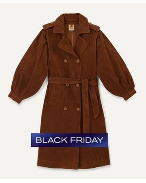 FARM Rio Corduroy Trench Coat - Brown