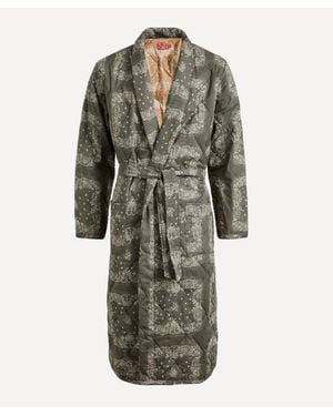 Desmond & Dempsey Bandana Print Quilted Robe - Grey