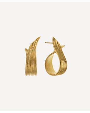 Alex Monroe 22Ct-Plated Wrapped Ribwort Plantain Leaf Twist Drop Earrings - Metallic