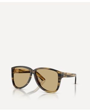 Miu Miu Oversized Aviator Sunglasses - Natural