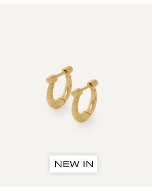 Cece Jewellery 18Ct Small Horseshoe Diamond Hoop Earrings - Metallic