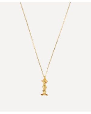 Alex Monroe Plated Floral Letter I Alphabet Necklace - Metallic