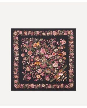 Liberty Tropical Tree Of Life Silk Scarf 90 - Black