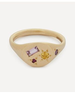 Seb Brown 9Ct Oval Neapolitan Multi-Stone Signet Ring - White