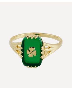 Anna + Nina Plated Lucky Shamrock Cocktail Ring - Green