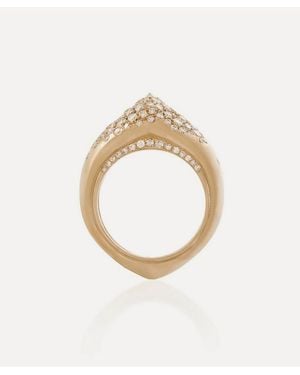 Nada Ghazal 18Ct The Arch Power Stripe Big Diamond Ring - Metallic