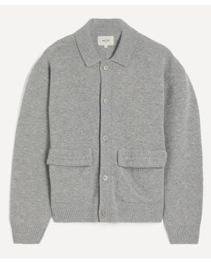 Folk Rib Collared Cardigan - Grey