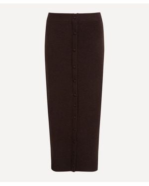 Victoria Beckham Button Detail Midi Skirt - Brown