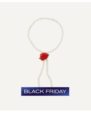 Pura Utz Rose Texas Tie Lariat Necklace - White