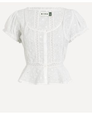 RIXO London Sandi Broderie Anglaise Top - White
