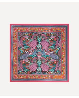 Liberty London Peacock Garden 70 X 70 Silk Twill Scarf - Red