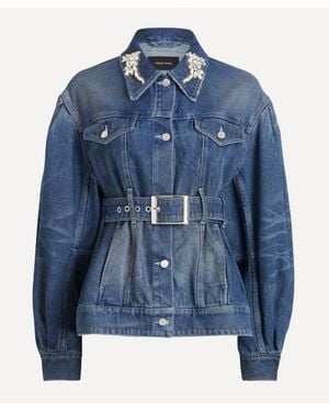 Simone Rocha Distressed Denim Biker Jacket - Blue