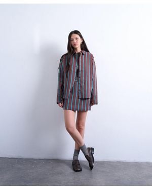 TOPSHOP Co-Ord Quilted Oversized Shirt - Blue