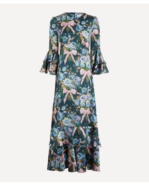 Liberty Bow Bouquet Silk Gala Dress - Blue