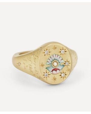 Cece Jewellery 18Ct Clam And Pearl Signet Ring - White