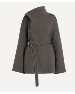 Rick Owens Scarf Belted Cashmere Jacket - Grey