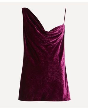 Dries Van Noten Silk-Velvet Slip Top - Red