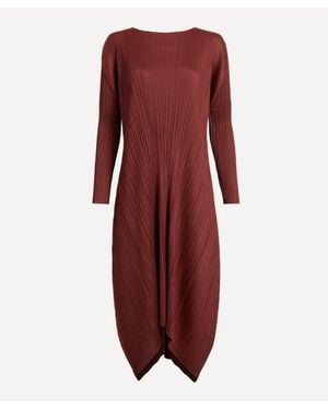 Pleats Please Issey Miyake Monthly Colours October Long-Sleeve Dress - Red