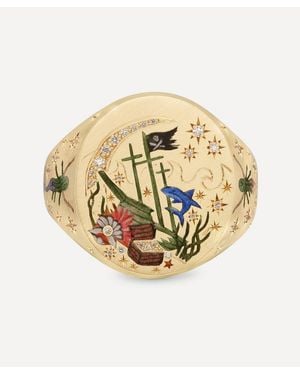 Cece Jewellery 18Ct A Sailor's Superstition Signet Ring - Metallic