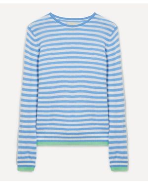 Jumper 1234 Tipped Litte Stripe Cashmere Crewneck Sweater - Blue