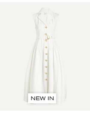 Aje. Liliana Denim Midi Dress - White