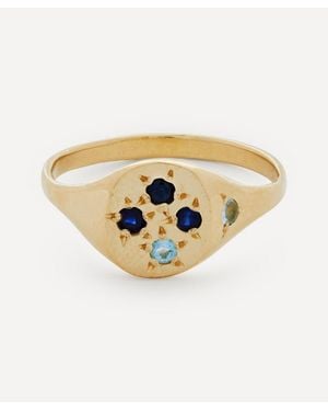 Seb Brown 9ct Gold Blue Neapolitan Multi-stone Signet Ring 4 - White