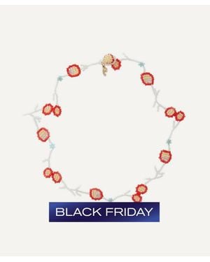 Pura Utz Flor Floral Beaded Necklace - White