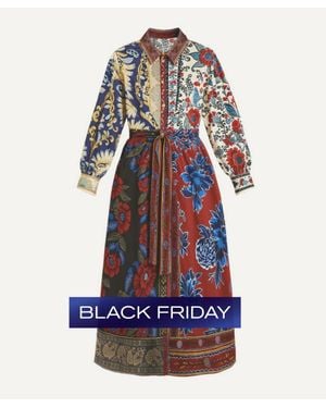 FARM Rio Winter Mix Midi Dress - Red