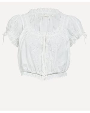 Doen Nera Cotton Floral Eyelet Top - White