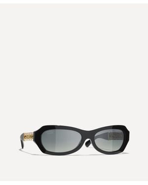 CHANEL Oval Sunglasses - Black
