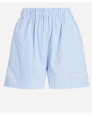 Sporty & Rich Eden Script Poplin Shorts - Blue