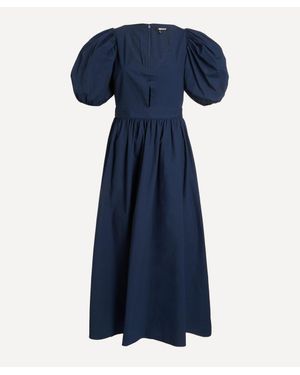 ROTATE BIRGER CHRISTENSEN Puff-Sleeve Midi Dress - Blue