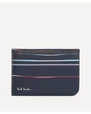 Paul Smith Woven Leather Signature Stripe Double Card Holder - Blue