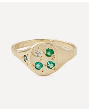 Seb Brown 9Ct Neapolitan Diamond Multi-Stone Signet Ring - White