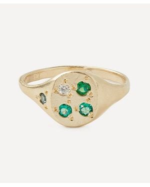 Seb Brown 9Ct Neapolitan Diamond Multi-Stone Signet Ring - White