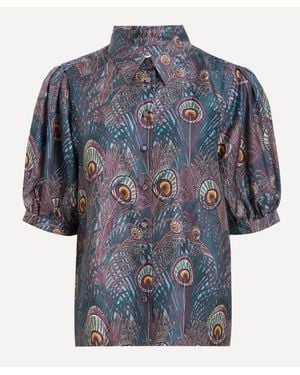 Liberty Silk Puff-Sleeve Shirt - Blue