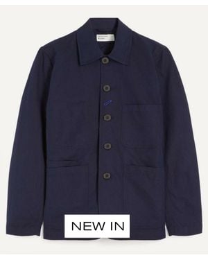 Universal Works Linen Slub Weave Bakers Jacket - Blue