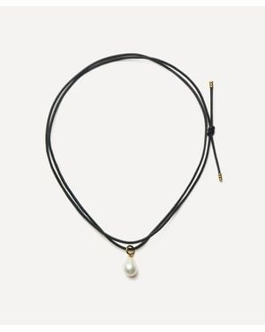 Missoma 18Ct-Plated Vermeil Baroque Pearl Cord Necklace - Black