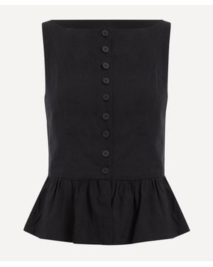 ALIGNE Penelope Linen Peplum Top - Black