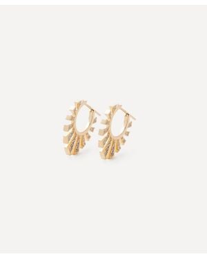 Celine Daoust 14Ct Protection And Diamonds Aztec Hoop Earrings - White