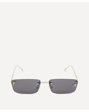 Fendi First Crystal Logo Rectangular Sunglasses - White