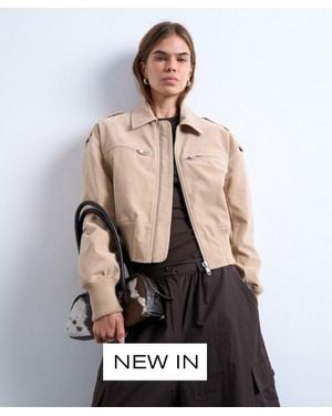 TOPSHOP Faux-Suede Ovoid Sleeve Bomber Jacket - Multicolor